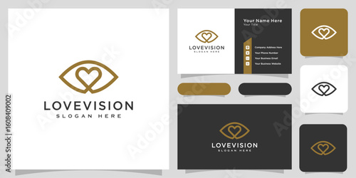 love vision logo vector line style and business card