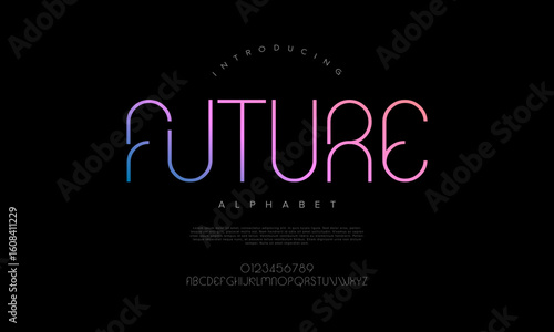 Gradient futuristic font with glowing rounded edges, ideal for modern tech visuals