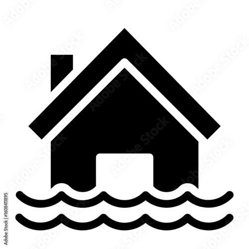 Flooded house icon