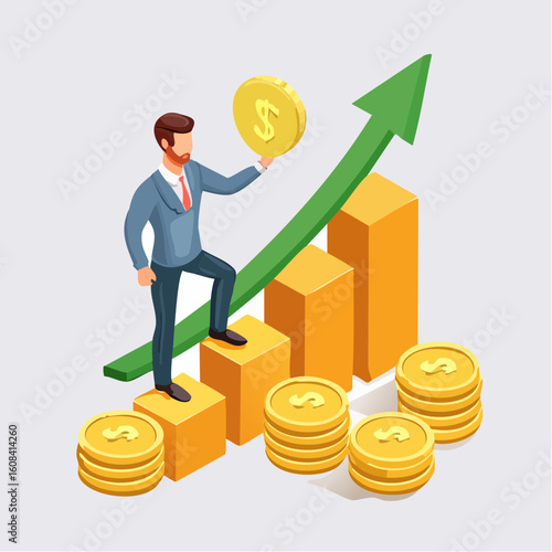 Vector illustration of increasing income