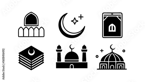 Collection of islamic symbols and icons for ramadan and eid