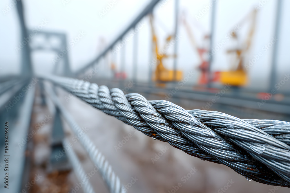 Obraz premium Steel Cable Bridge Construction