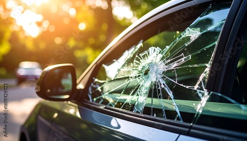 Broken car window in sunlight (1)