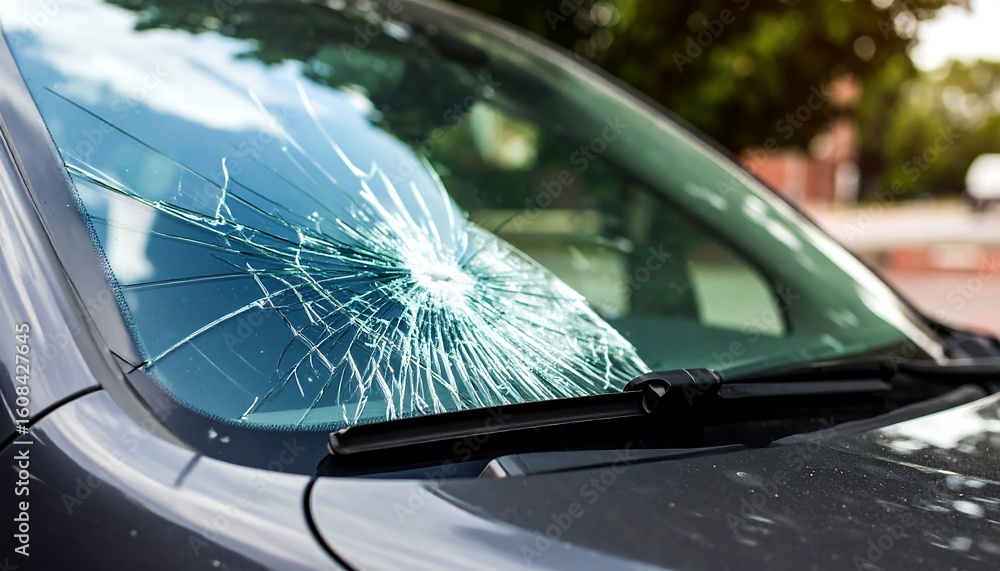 Obraz premium Broken car windshield