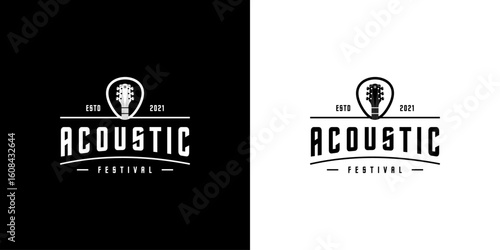 acoustic guitar logo design vector template