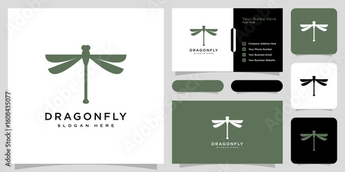 dragonfly logo vector design line style