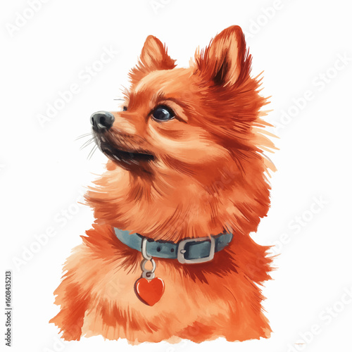 Postcard portrait of a small Pomeranian puppy