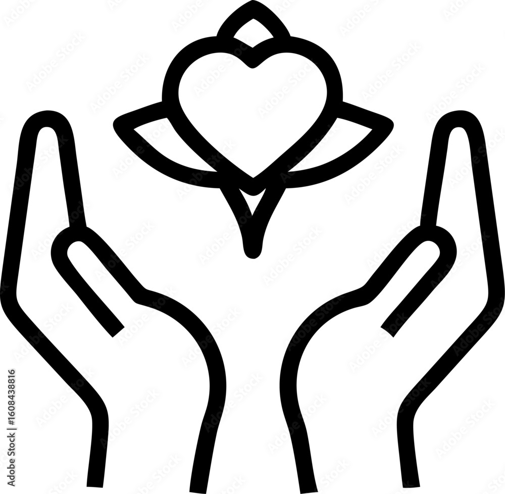 Fototapeta premium benevolence vector icon on white or transparent background. Altruism Stroke icon collections. Editable Stroke icon collection Outline icon.