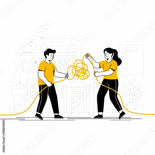 Untangling Cord – Solving Complexity Illustration