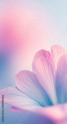 Dreamy pastel flower petals with a soft ethereal glow capture delicate beauty and serenity