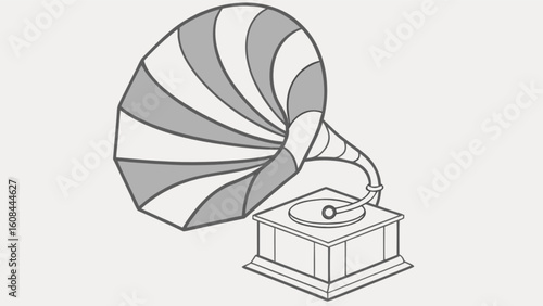 Vintage gramophone phonograph vector illustration for music lovers and antique technology enthusiasts design element