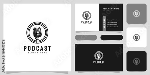Retro podcast usable logo template