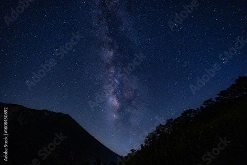 鳥取の名峰大山を前景にした夏の天の川の星景写真