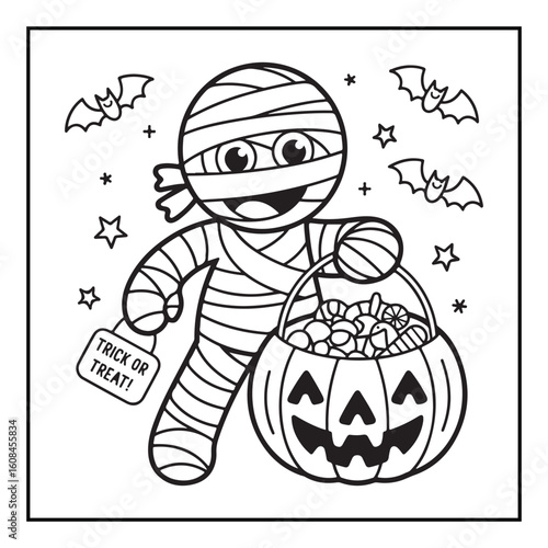 Bold and Easy Cozy Halloween Coloring Pages, Line Art, Vector Illustration, Black and White, Halloween, Coloring Pages, Coloring Book, 8.5x8.5" Design, Halloween holiday