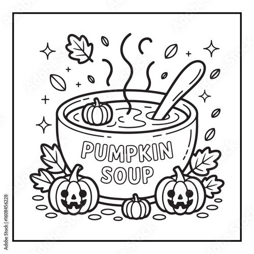 Bold and Easy Cozy Halloween Coloring Pages, Line Art, Vector Illustration, Black and White, Halloween, Coloring Pages, Coloring Book, 8.5x8.5" Design, Halloween holiday