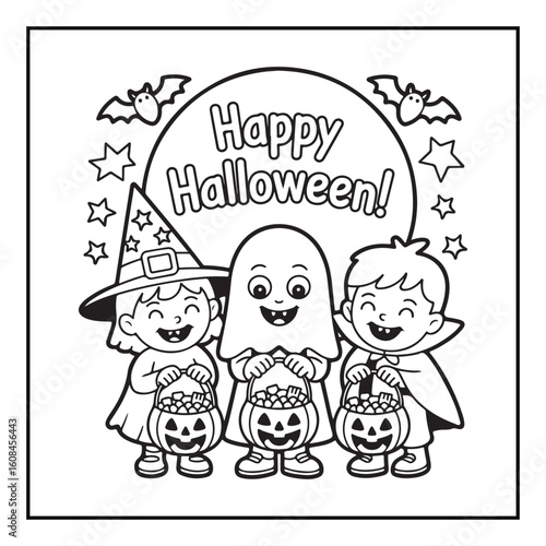 Bold and Easy Cozy Halloween Coloring Pages, Line Art, Vector Illustration, Black and White, Halloween, Coloring Pages, Coloring Book, 8.5x8.5" Design, Halloween holiday