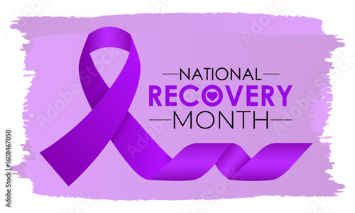 September is National Recovery Month. The journey of healing from substance use and mental health disorders. Banner poster, flyer and background design template.