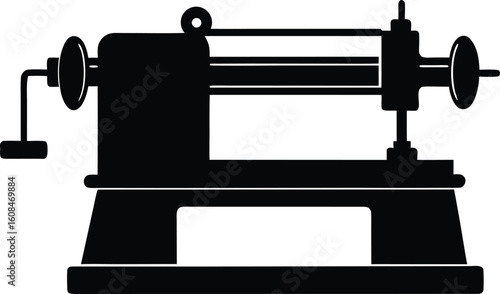 Lathe Machine Silhouette Vector Art Illustration