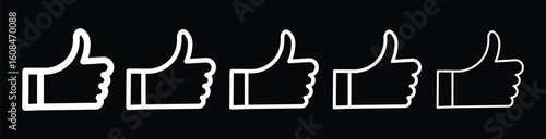 Thumbs Up icon thin flat outline style