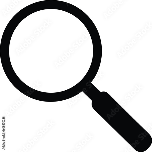 Magnifying Glass Silhouette Vector Art Illustration