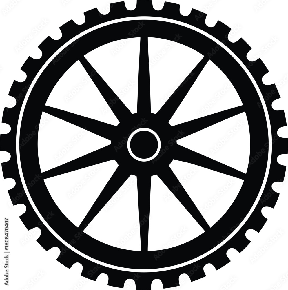 Obraz premium Measuring Wheel Silhouette Vector Art Illustration