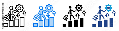 Career development icon set multiple style collection