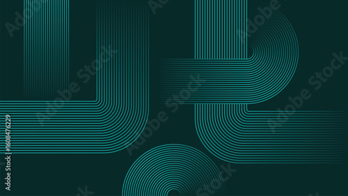 abstract green lines digital geometric elements modern shiny vector background dark green stripes curve luxury for business EPS 10