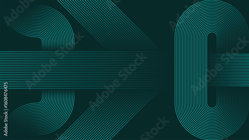 abstract green lines digital geometric elements modern shiny vector background dark green stripes curve luxury for business EPS 10