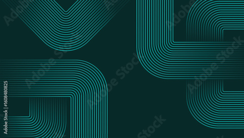 abstract green lines digital geometric elements modern shiny vector background dark green stripes curve luxury for business EPS 10