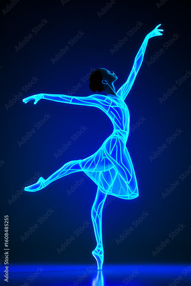 Obraz premium uv light dance silhouette glowing artistic motion performance fashion