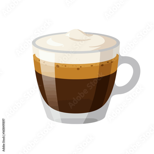 A Delicate Glass Cup of Espresso with Whipped Cream