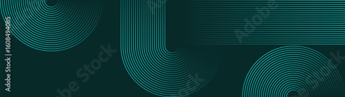Web banner abstract green lines digital geometric elements modern shiny vector background dark green stripes curve luxury For business EPS 10