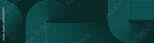 Web banner abstract green lines digital geometric elements modern shiny vector background dark green stripes curve luxury For business EPS 10
