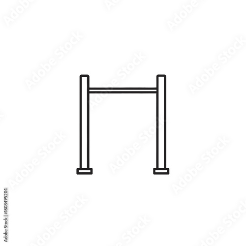 Simple line drawing of a horizontal bar exercise equipment.