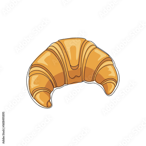 A delicious, golden-brown croissant, meticulously illustrated with crisp lines and subtle shading, rests on a white background.