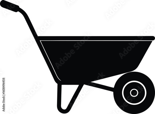 Wheelbarrow Silhouette Vector Art Illustration