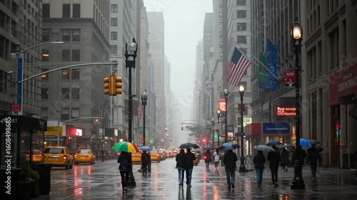 Wallpaper Mural Rainy Day in New York City: People Umbrellas and Traffic. Torontodigital.ca