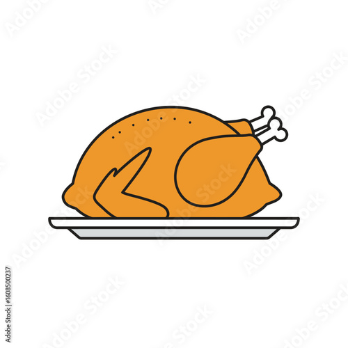 Roasted Thanksgiving Turkey on a Plate, Ready for Dinner Celebration.