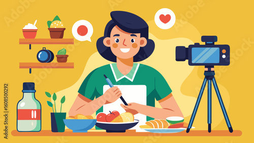 Food Blogger Reviewing Dish While Filming