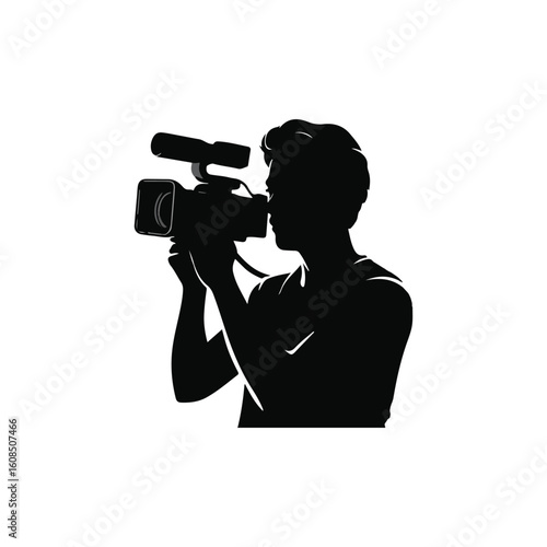Silhouette of Cameraman Filming with Professional Video Camera Photography and Videography Art