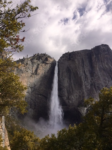 waterfall in the mountains in yosemite national park, usa 