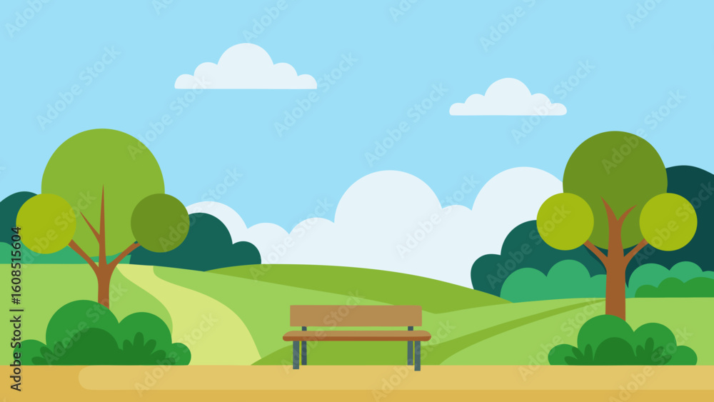 Fototapeta premium nature park landscape at daytime scene vector illustration