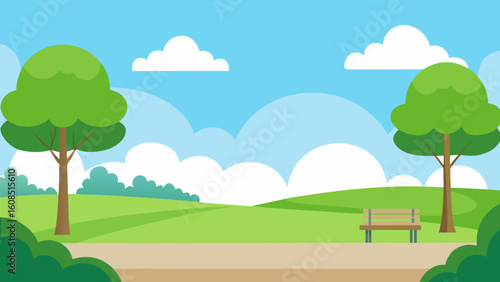 nature park landscape at daytime scene vector illustration