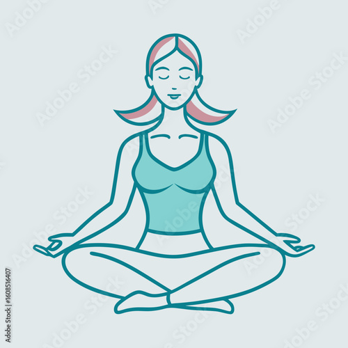 Woman meditating in lotus pose with eyes closed and hands in mudra