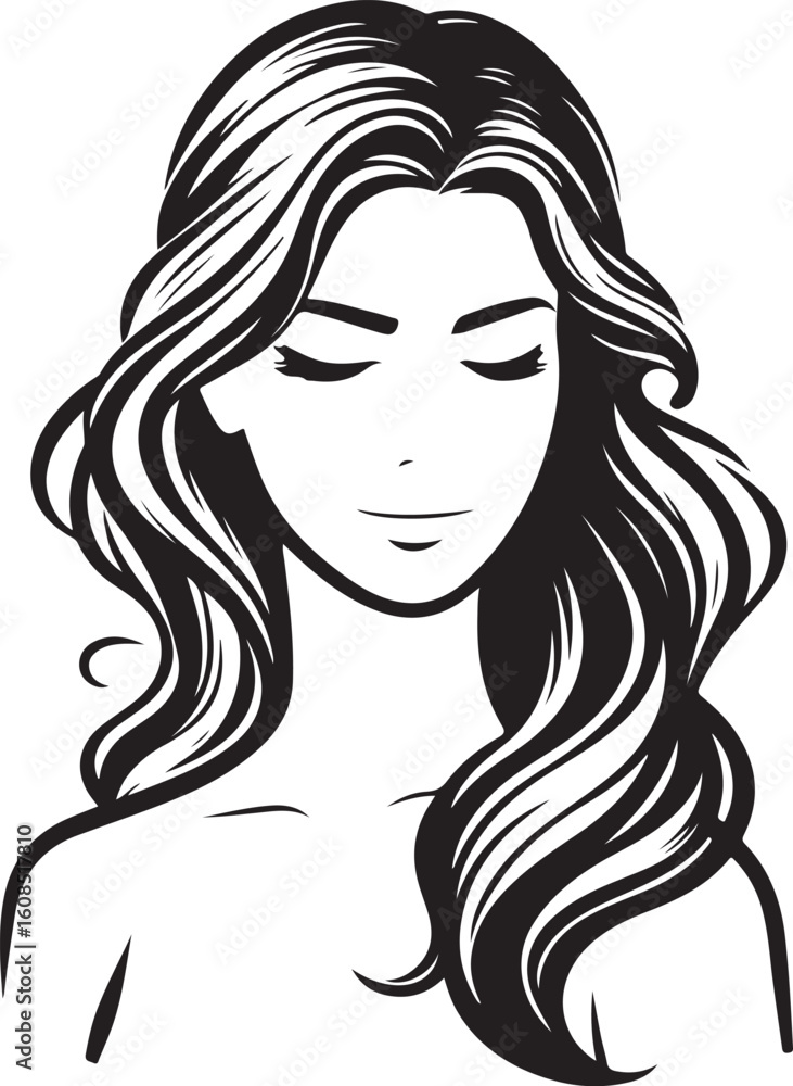 Silhouette of a pensive woman vector, Woman half body silhouette vector illustration, Woman hair style vector Silhouette of a pensive woman vector, Woman half body silhouette vector illustration, Woman hair style vector