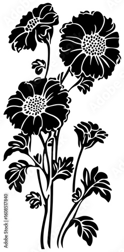 Wallpaper Mural Silhouette Marigold Flower Corner Border Vector Illustration Torontodigital.ca
