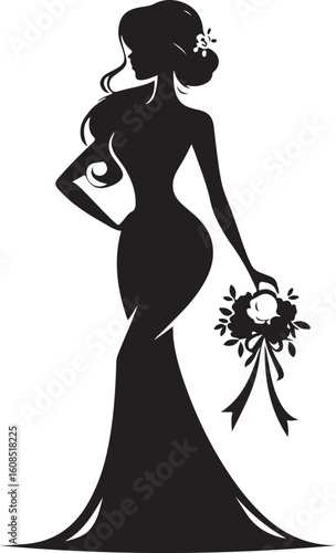 Silhouette of a pensive woman vector, Woman half body silhouette vector illustration, Woman hair style vector 