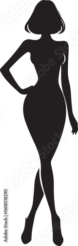 Silhouette of a pensive woman vector, Woman half body silhouette vector illustration, Woman hair style vector 