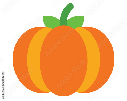 An orange pumpkin with a green stem isolated on white background Ai Generated