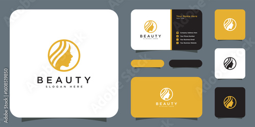 women face beauty logo vector design and business card